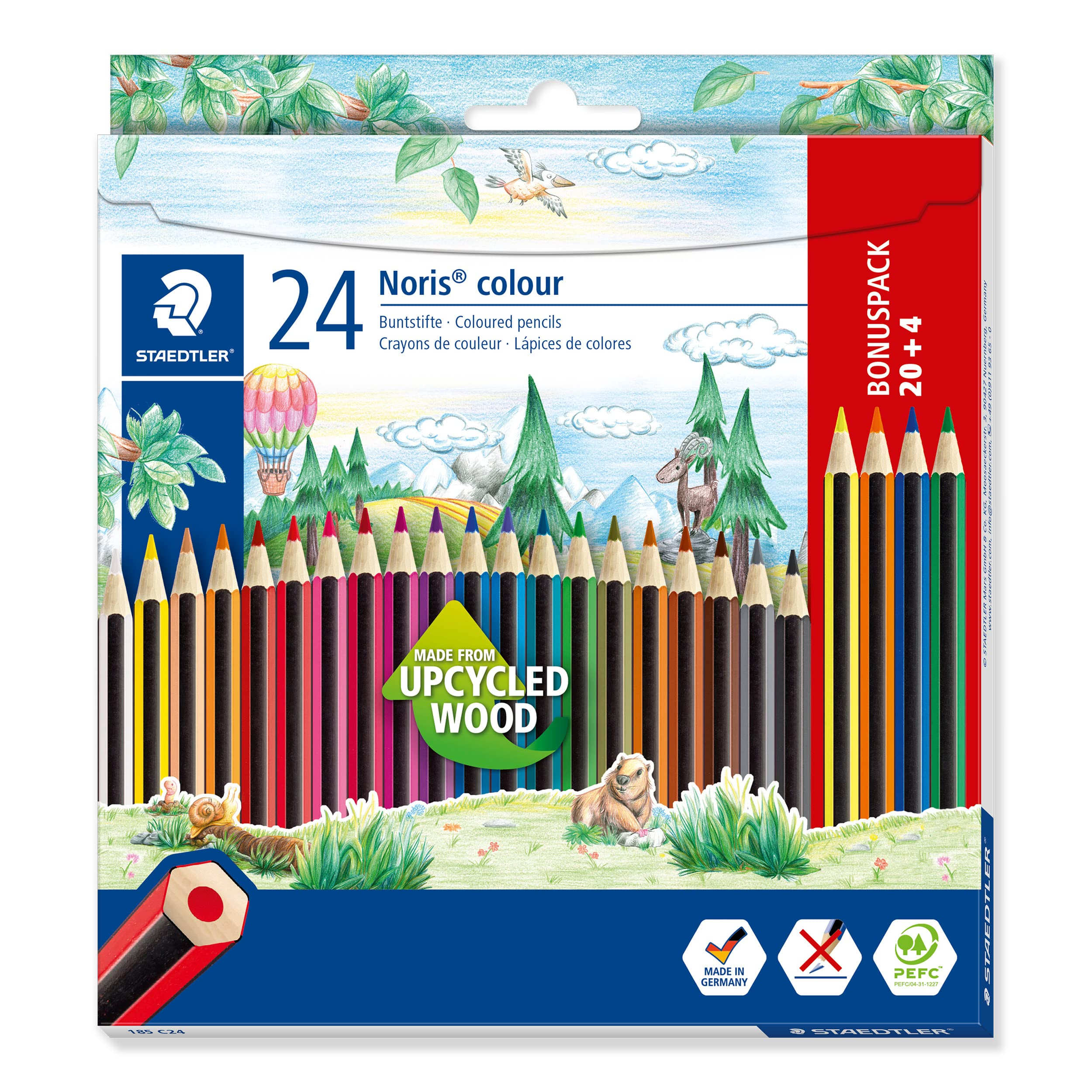 STAEDTLER Noris colour 185 Lápices – 24 colores, madera reciclada