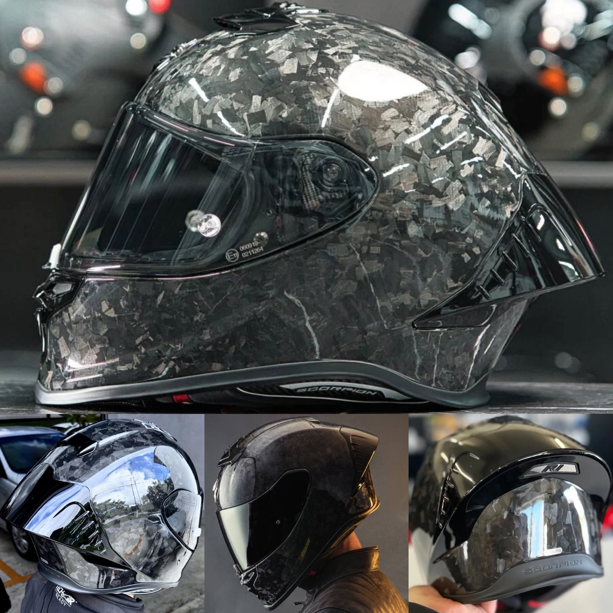 Casco de moto SCORPION Exo R1 EVO II "Onyx" | CARBONO forjado | ECE22.06 | 2 pantallas+PinLock | Tallas S, M y L