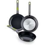 BRA - Set Sartenes Life, 20, 24 y 28 cm, Aluminio Fundido 100% Reciclado, Cerámico Reforzado sin PFOA sin PTFE, Todo Tipo Cocinas