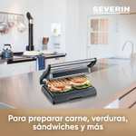 SEVERIN Parrilla grill de contacto para carne y sándwiches, sandwichera grill antiadherente para asar sin grasa, plancha grill de 800 W