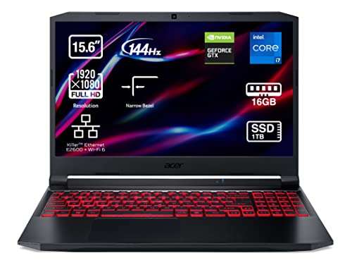 Acer Nitro 5 AN515-56 - Portátil Gaming 15.6" Full HD 144 Hz, (Intel Core i7-11370H, 16GB RAM, 1024GB SSD, NVIDIA GeForce GTX 1650, Sin SO)