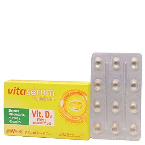 Vitasérum by Apisérum Vitamina D3 (2800 UI) funcionamiento normal del sistema inmunitario, huesos y músculos,apto para veganos