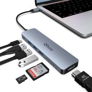 Hub USB C Adaptador Multipuerto, 7 in 1 Hub USB C con 4K HDMI, 5 Gbps Hub USB 3.0