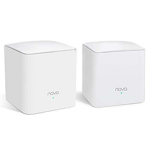 Tenda Nova mw5s (2 Pack) Banda Dual Mesh WiFi (hasta 300 m², AC1200, Gigabit LAN/WAN, QoS, Compatible con Alexa, Control Parental)