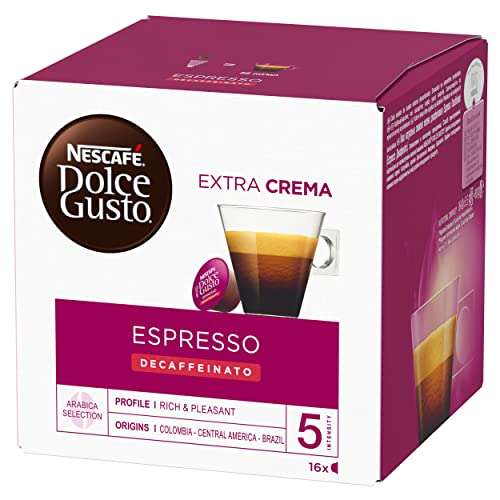 Dolce Gusto NESCAFÉ Espresso Descafeinado - x3 pack de 16 cápsulas - Total: 48 Cápsulas