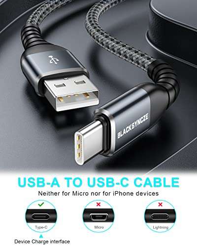 Cable USB C, [2 Pack 2M] 3,1A, Cable Tipo C Carga Rápida y Sincronización