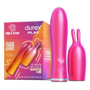 Durex Conejito Vibrador 2 en 1 VIBE & TEASE, Mujer, Hombre y Pareja