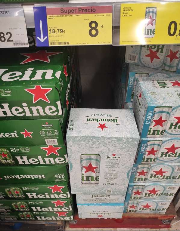 24 latas Cerveza Heineken Silver 33cl