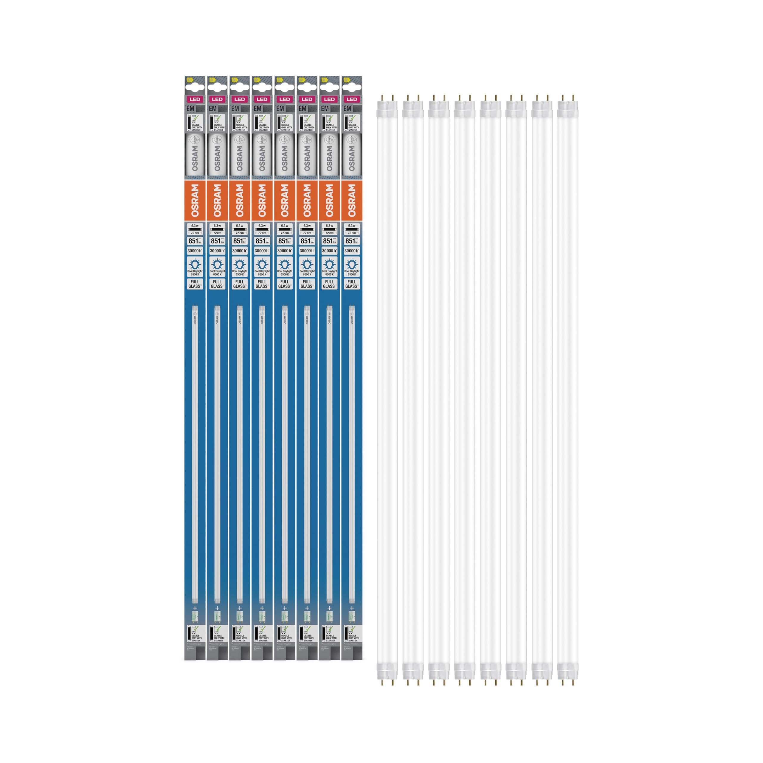 OSRAM TUBO LED T8 16 EM blanco frío 6500 K 6.3 W 851 lm (Paquete de 8)