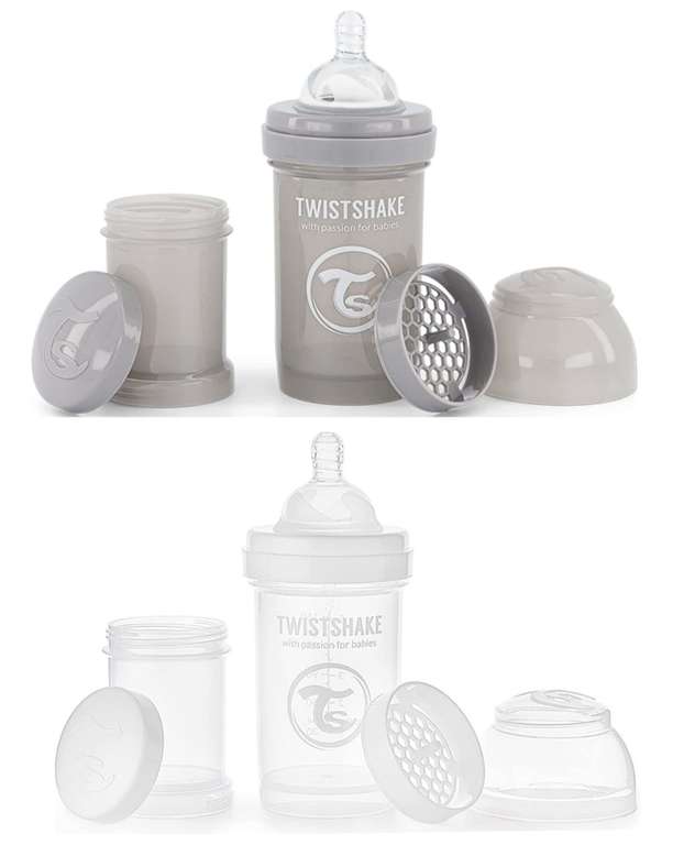 Twistshake Biberón Anti-cólicos con Tetina Flujo Lento de Silicona para Bebés. 180 ml, Sin BPA, 0+ Meses. [También en gris]
