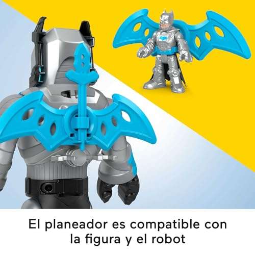 Fisher-Price Imaginext DC Super Friends Batman defensor gris y Exo traje Robot con luces y sonidos, con figura y accesorios, juguete +3 años