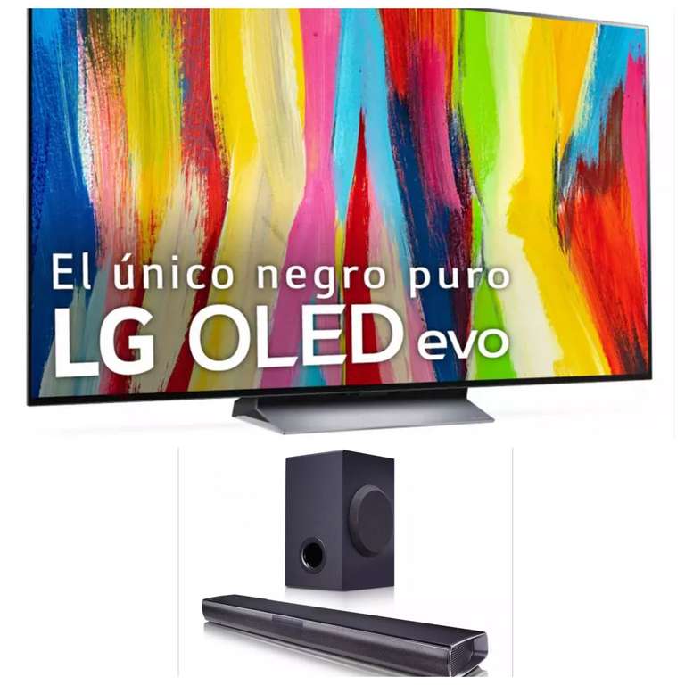 TV OLED EVO 65" OLED65C28LA.AEU +Barra Sonido SQC1.DEUSLLK 160W, 2.1 subwoffer inalámbrico