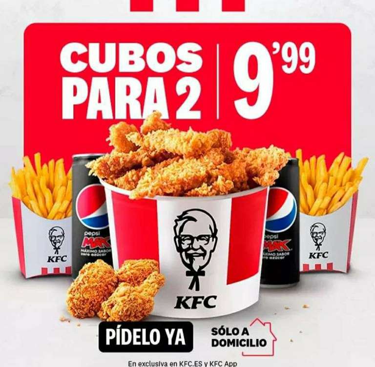 (KFC) Cubos para 2 por 9,99€ (A Domicilio)