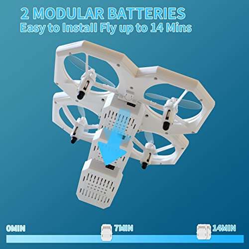 Mini Dron con 11 Modo de Luz LED, IDEA1 Dron 2.4GHz, Modo sin Cabeza, Flip de 360°, RC Quadcopter Baratos con 2 Baterías