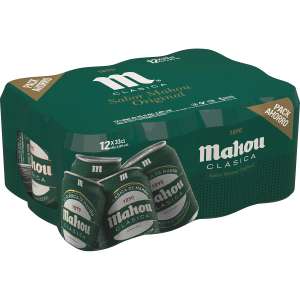Cerveza Mahou Clásica 33 cl (2x12) = 12,96 € - 21 % x compra superior a 30 € = 5,51 x caja