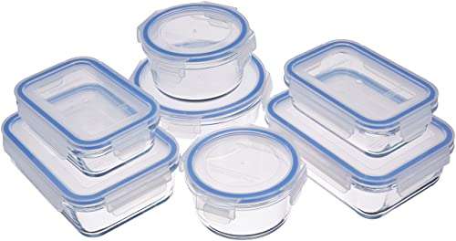 Recipientes de cristal para alimentos, con cierre 14 piezas (7 envases + 7 tapas), sin BPA