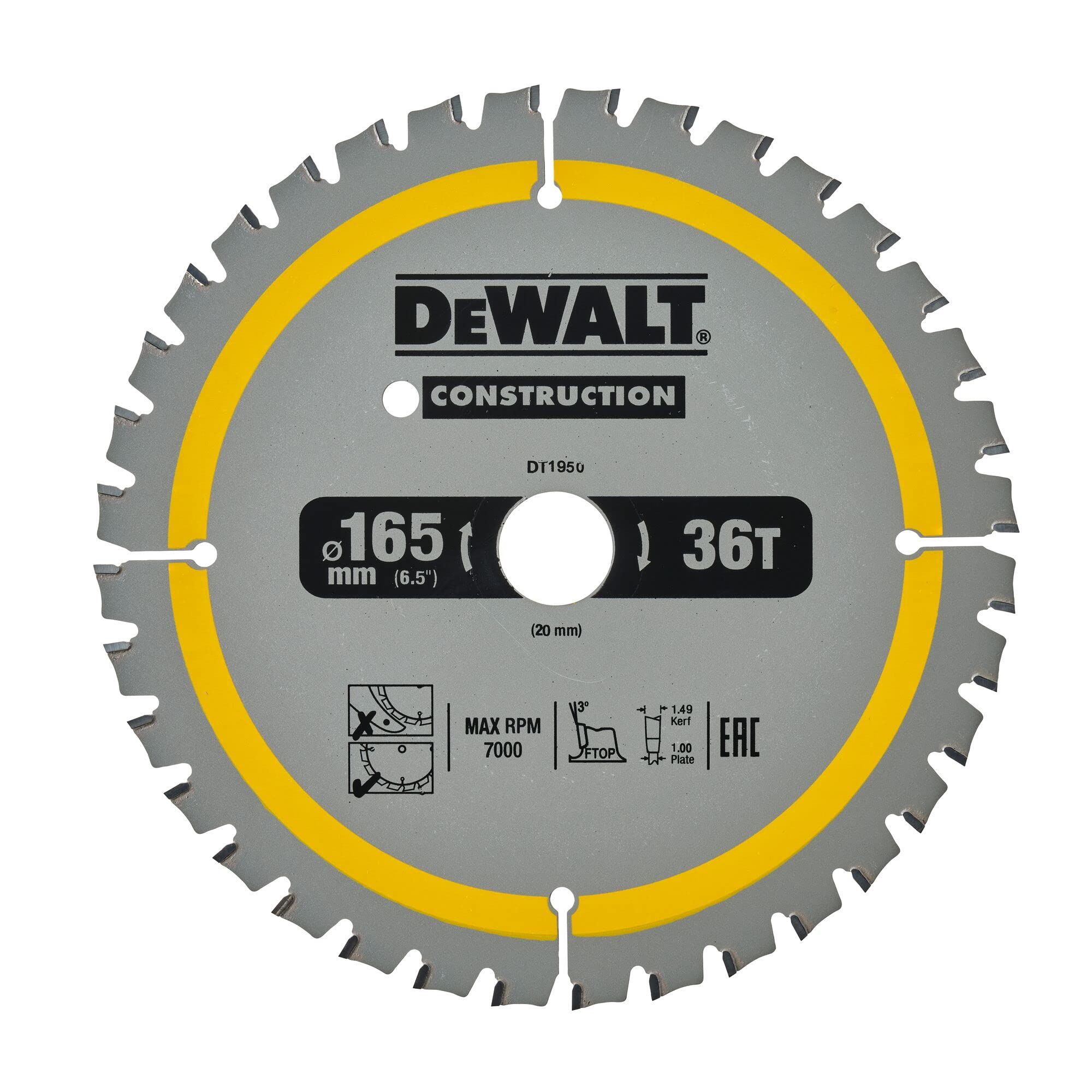 DeWalt dt1950 circular hoja batería 165/20 mm 40 WZ, 1 unidad
