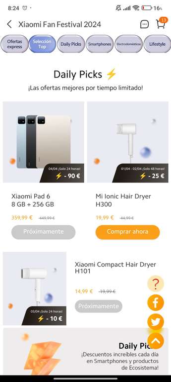 Secador de pelo Xiaomi H300 (7'9€ con mi points). Disponible de nuevo!