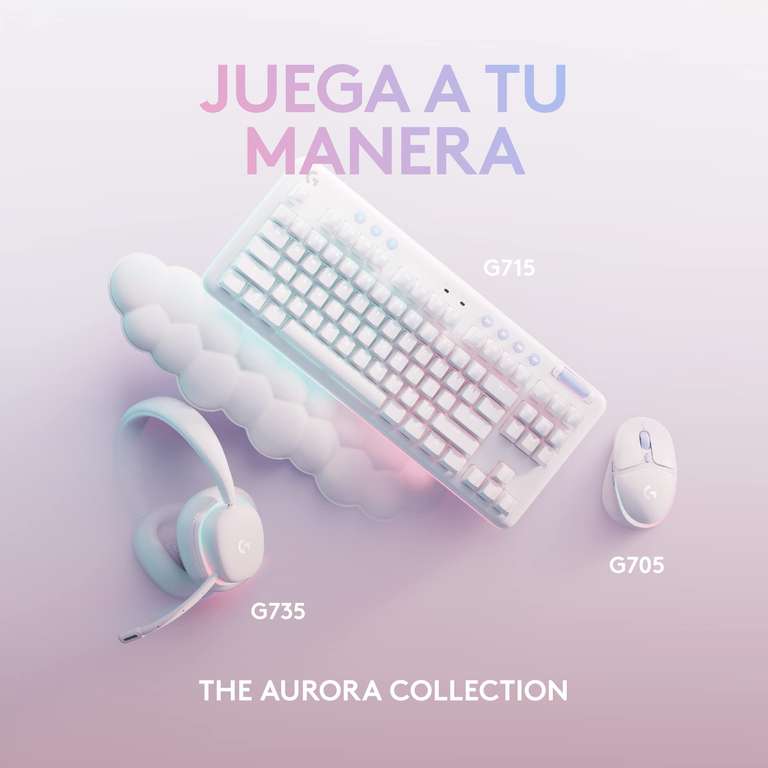 Ratón gaming - Logitech G G705 Aurora Collection, Inalámbrico, 8200 ppp, RGB Lightsync, 40 horas, Blanco