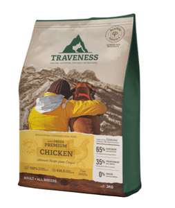 12kg TRAVENESS Pienso Natural Grain Free Receta de Pollo para Perros
