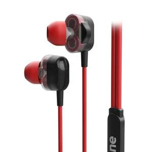 Cascos Gaming Ozone Dual FX - Auriculares con microfono in-Ear - 3 Tipos de tamaño, Cable Anti enredos, Controlador en Línea, Jack 3.5mm