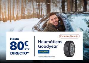 Hasta 80€ descuento directo en Neumáticos GOODYEAR