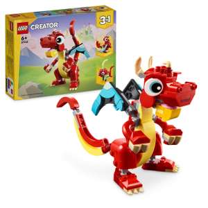 LEGO Creator 3 en 1 Dragón Rojo de Juguete Convertible en Figura de Pez o Ave Fénix