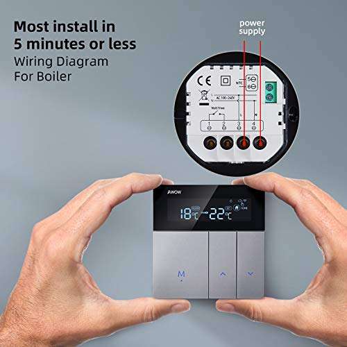 Termostato Calefacción WiFi para Calderas Gas/Agua, Termostato de