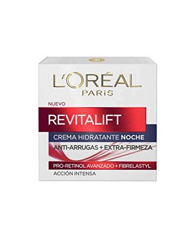 3x L'Oreal Paris Revitalift Crema de Noche Anti-edad Hidratante, Antiarrugas y Extra Firmeza, 50 ml. 5'28€/ud
