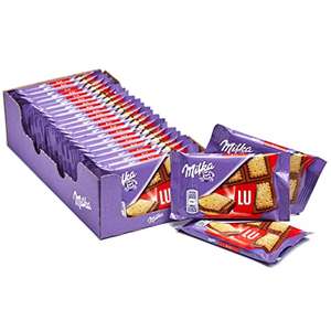 Milka LU Mini Tableta de Chocolate con Leche de los Alpes Cubierta con Galletas LU Formato Bolsillo - Pack de 20 x 35g