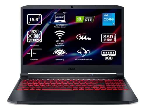 Acer Nitro 5 AN515-57 - Gaming 15.6" Full HD (Intel Core i5-11400H, 8 GB RAM, 512 GB SSD, NVIDIA GeForce RTX 3050-4GB, Sin SO)