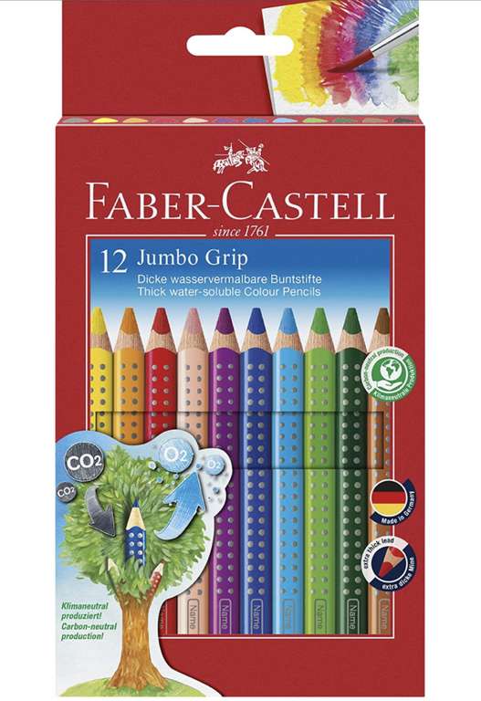 Faber-Castell 110912 Lápices de colores Jumbo GRIP, caja de 12
