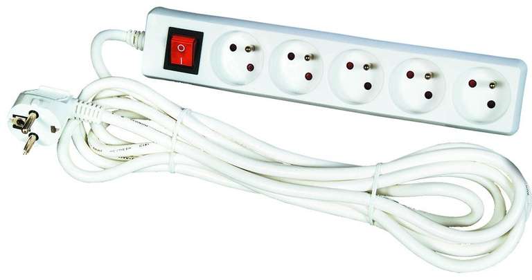 Voltman Seguridad - Regleta de 5 enchufes (2P + T, cable de 1,5 m, incluye interruptor)