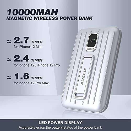 Mini Power Bank Portátil Magnético con Cable Type-C, 10000 mAh Diseñado para Iphone
