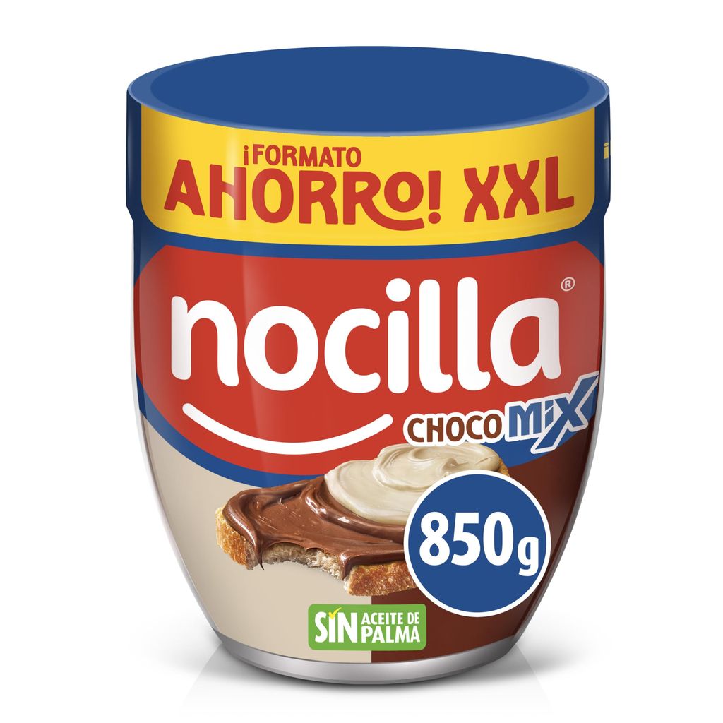 Nocilla, ChocoMix, Doble Crema al Cacao y Leche con Avellanas, Sin Aceite de Palma - Formato Ahorro - 850g