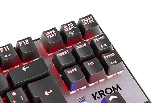 Krom Teclado Gaming Kernel TKL -NXKROMKRNLTKL - Teclado Mecanico, sin Teclado numerico, iluminacion LED RGB, silencioso, Layout Español