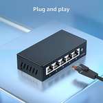Switch Ethernet Gigabit de 5 Puertos no gestionado, Divisor Ethernet de Red VIMIN, sin Ventilador, Plug and Play,Carcasa metálica