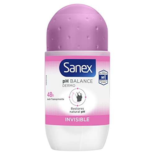 Sanex Invisible, Desodorante Hombre O Mujer, Desodorante Roll-on, 48h Antitranspirante - Pack 6x50ml