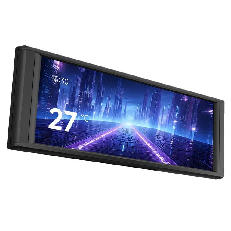 Thermalright-TR Trofeo Vision - Pantalla LCD LCD de 6,86 pulgadas a todo color (resolución 1280 x 480) con pantalla magnética, color negro
