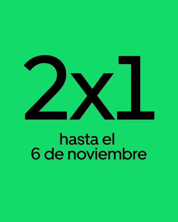 2x1 en una selección de restaurantes de España hasta el 6 de noviembre en Uber Eats