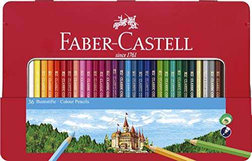 Estuche de metal con 48 lápices de colores Faber Castell