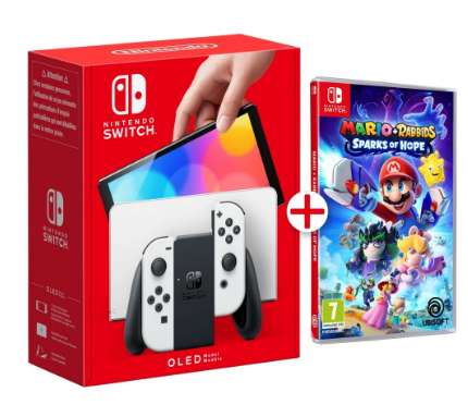 Nintendo Switch Oled + MARIO RABBIDS SPARKS OF HOPE Físico por 335€ [Desde España]