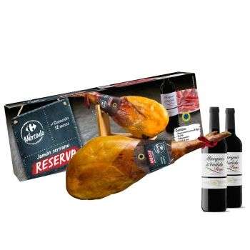 Jamón Serrano Reserva Carrefour El Mercado (7 kg) con Marqués de Valido  Crianza (2 Botellas) » Chollometro