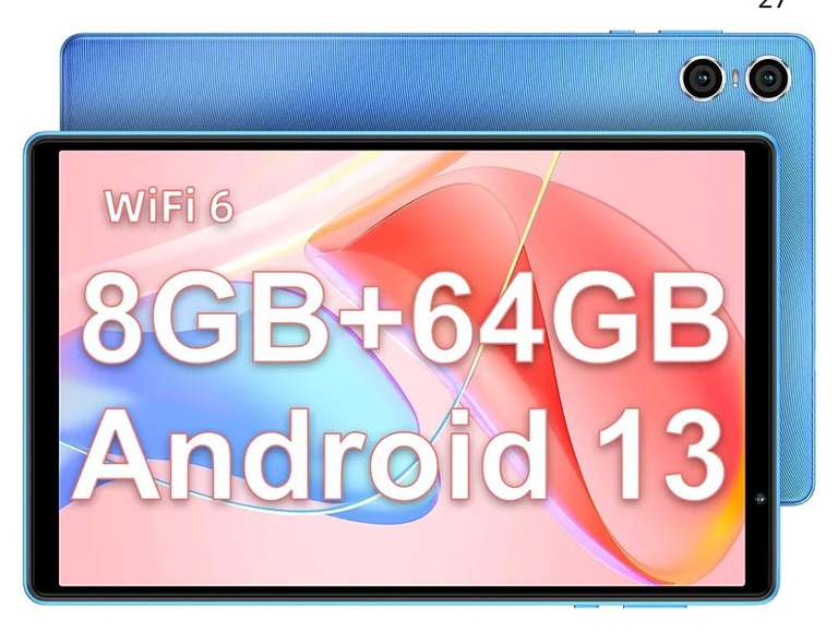 TECLAST Tablet 10 Pulgadas P26T Tablet 8GB RAM + 64GB ROM(1TB TF), Tablet Android 13