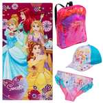 Disney Princess Niña - Set de playa Pack de 4 (mochila, gorra, bañador y toalla)