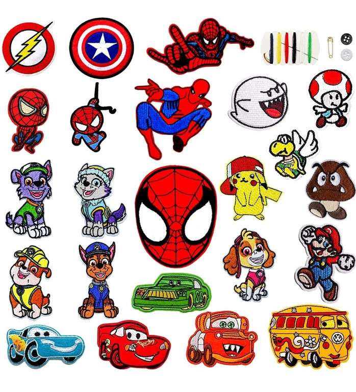 23 parches termoadhesivos de Spiderman, Mario » Chollometro