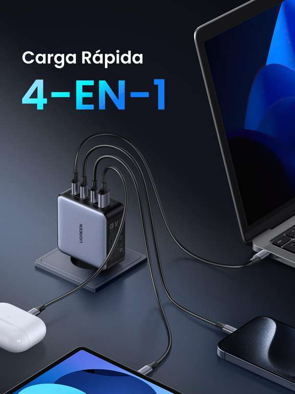 UGREEN Nexode X 160W Cargador USB C GaNInfinity, Cargador PD 3.1 PPS con 4 Puertos Compatible con MacBook Pro Air M3 M2 M1 iPhone 15