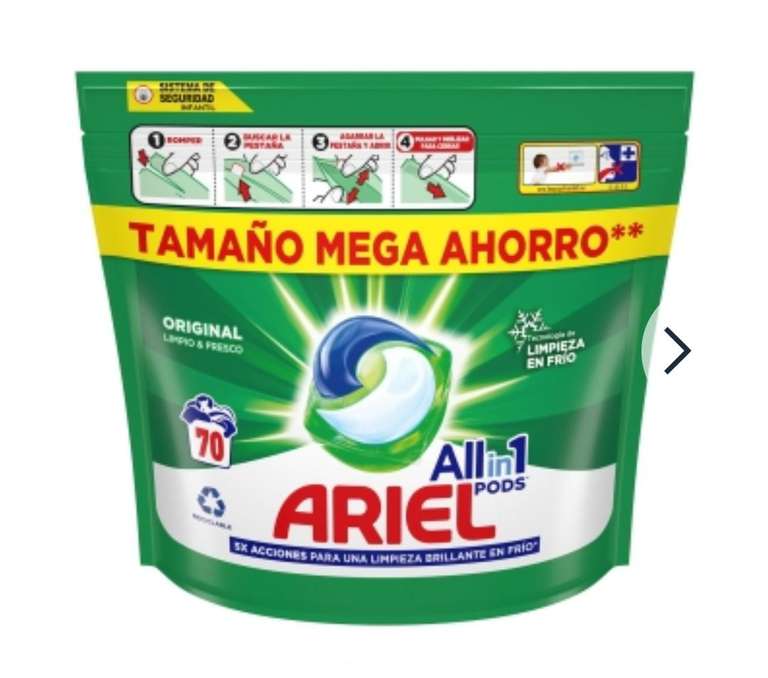 210 unidades Detergente en cápsulas Todo En Uno Pods Ariel por solo ¡0.17€ unidad!