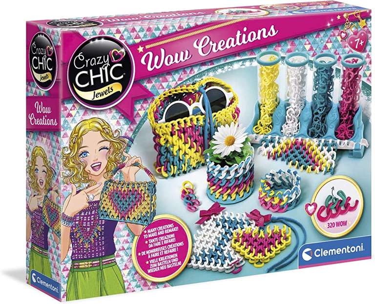 Clementoni - Crazy Chic - Creaciones WOW - abalorios y set para hacer pulseras infantiles a partir de 7 años (18540)