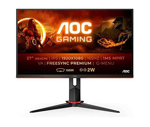 AOC Monitor Gaming 27" Curved 1500R Full Hd, 165Hz, 1ms, VA, FreeSync Premium